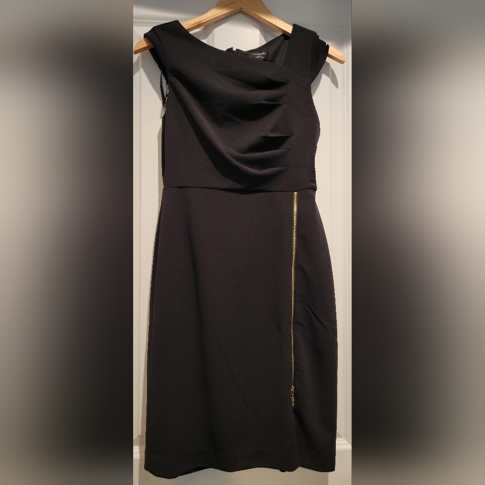 Tahari Black Dress with Subtle Zipper
